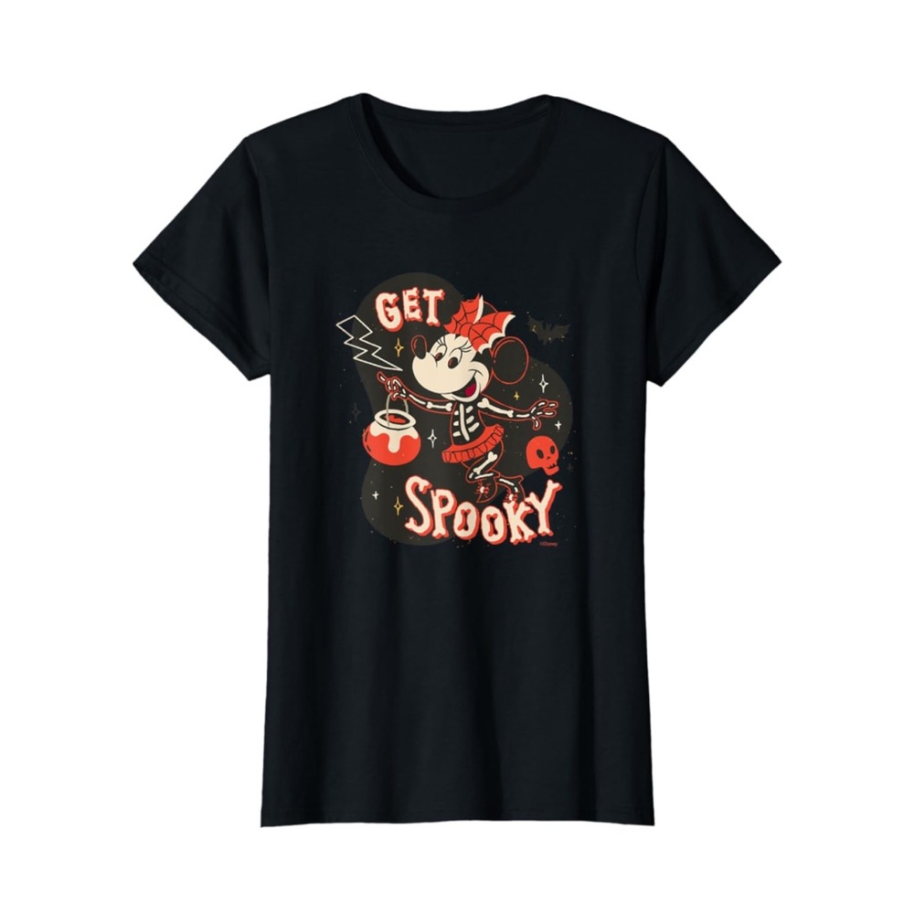 New Disney Minnie Mouse Halloween Skeleton Costume Get Spooky T-Shirt